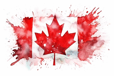Watercolor, Canada Country Flag, clipart, hd, on a white background, spaced out