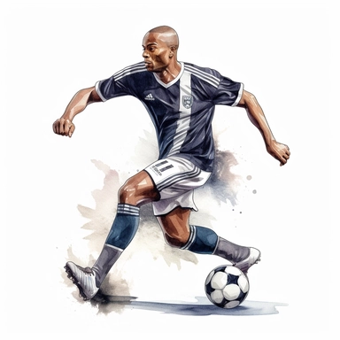 Watercolour of a footballer, Clipart,Cartoon,hyper realistic, intricate detail isolated on a white background, high quality, sublimation, detailed, cartoon style