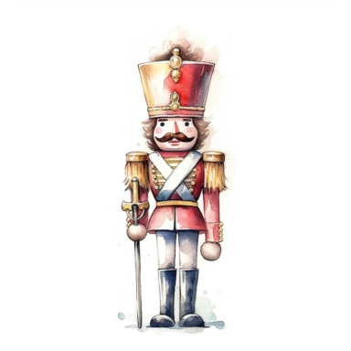nutcracker illustration soft watercolour high resolution white background clipart
