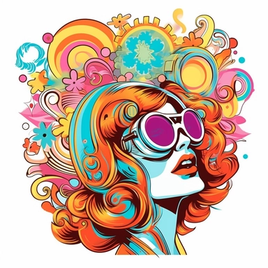 crazy weird retro groovy vintage design clipart vector illustration shiny on a white background