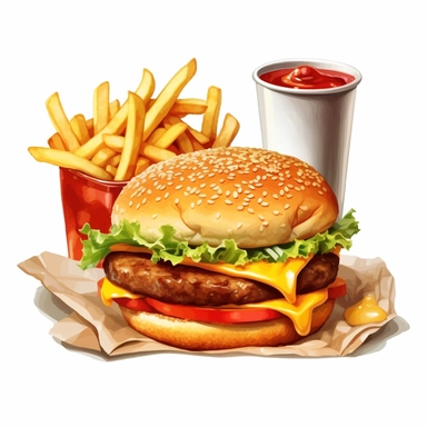 fast food single item clipart,on white background with margins