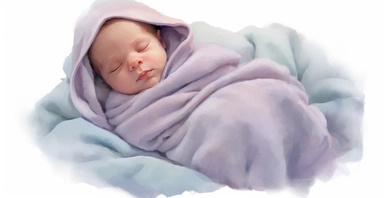 Adorable new baby wrapped up in soft fleece blanket, full body lying down, soft pastel colors, watercolour clipart, I can't believe how beautiful this is