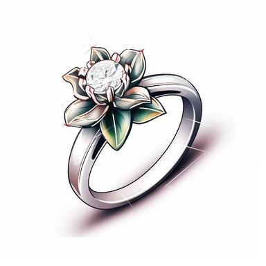 ring , vector, 2D diamond have a little flower white background style clipart