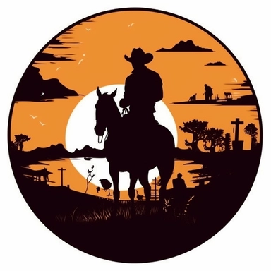 country western minimalist silhouette tattoo desing clipart
