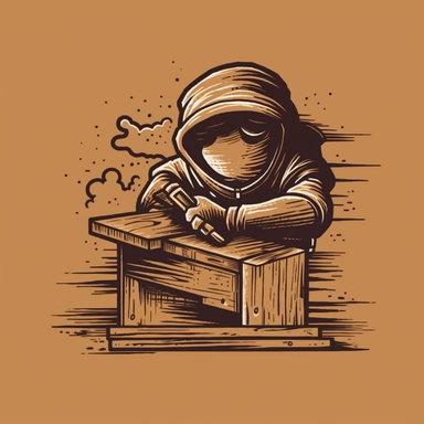 funny wood working logo, clipart in the style of banksy