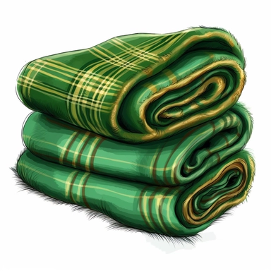 green plaid blanket clipart