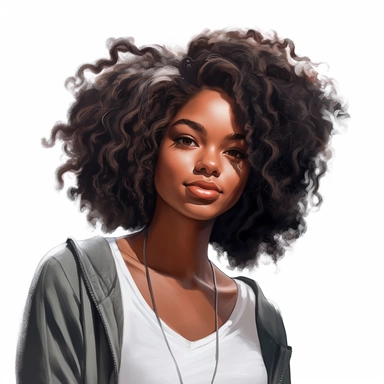 ultra detailed Black Girl Self Love Clipart , solid white background, beautifull, contour, Self-Love and Confidence, super cute, african american, Messy wob hairstyle, straight hairs PHOTOREALISM, portrait photography by ANIMATION