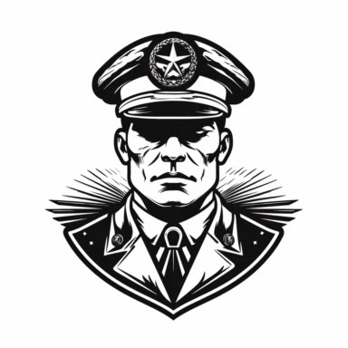 military officer tribal style , vintage, logo, clean, solid color, black and white color, clip art style, vector style, white background, i can't believe how cool this is