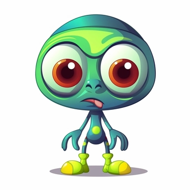 cute cartoon alien, colorful, in the style of george ault, clipart, white background