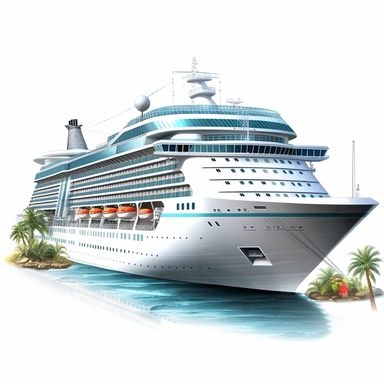 photorealistic cruise clipart,on white background with margins