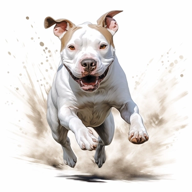 pitbull running, digital painting and drawing, clipart, full body, hyper - realistic animal illustration, childlike, free brushwork, white background