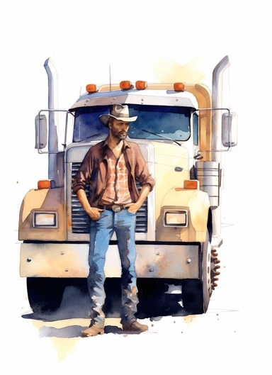 Truck driver Father's Day Clipart Watercolor