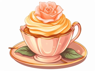 peach color high tea cupcake clipart