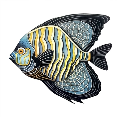 Angelfish, watercolor illustration, clipart, sublimation, white background