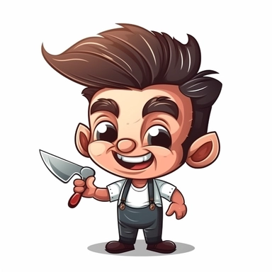 happy cute Barber face, cartoon, clipart, mascot, isolated on white background
