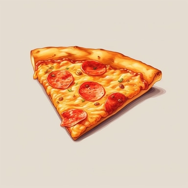 Subject: A delicious pizza slice Type: Realistic and detailed hand-drawn illustration Position: Overhead view, looking down on the pizza slice Imagine you're about to take a bite of a piping hot, freshly-baked pizza slice. Midjourney's art generator will help you bring that delicious moment to life with a realistic and detailed hand-drawn illustration. The prompt is simple: create a pizza clipart that captures the beauty and mouth-watering flavor of a single slice. Position the art from an overh