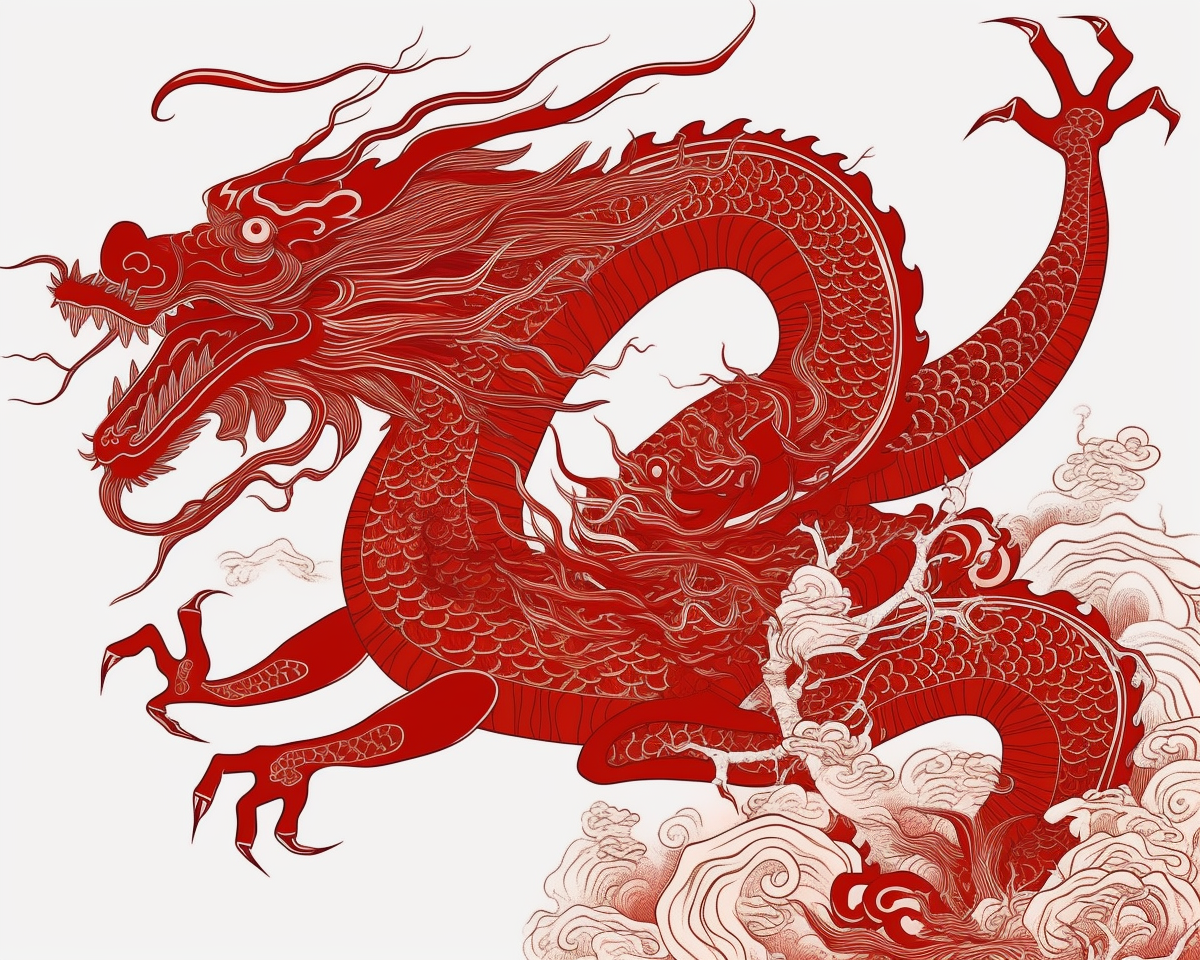 chinese dragon clipart, red dragon clipart, in the style of stanley ...