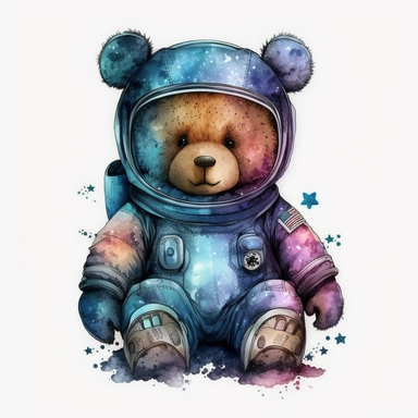 watercolor astronaut teddy bear clipart