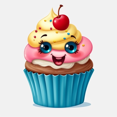 funny cupcake clipart, transparent background