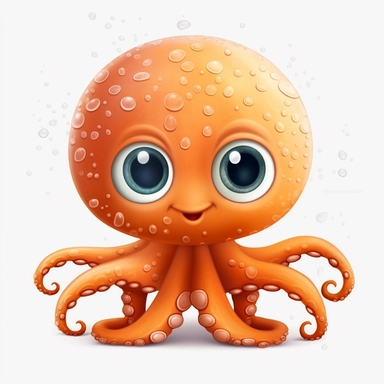 clipart with white background, a cute baby octapus, clearly defined separate image, high quality--ar3:4-no mockups, watermarks, numbers, writing, letters--q2--v5.1--s1000