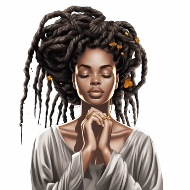 ultra detailed Black Girl Self Love Clipart , solid white background, beautiful , Self-Love and Confidence, super cute, super cool, Goddess Locs , contour, portrait photography by ANIMATION