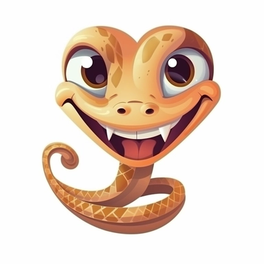 fantasy happy cute cobra face, cartoon, clipart, mascot, isolated on white background