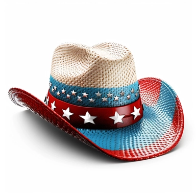 red, white and blue cowgirl hat, clipart, isolated on a white background