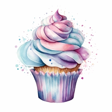 whimsical watercolour clip art individual silver coloured cupcake - Image #3 <@1098423716465102849>