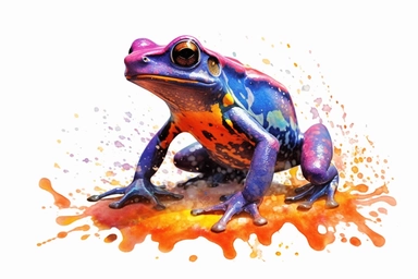 Watercolor, Poison Dart Frog Amphibian, clipart, hd, on a white background, spaced out