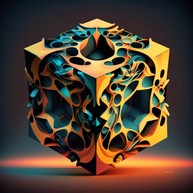 tesseract, abstract in style of clipart
