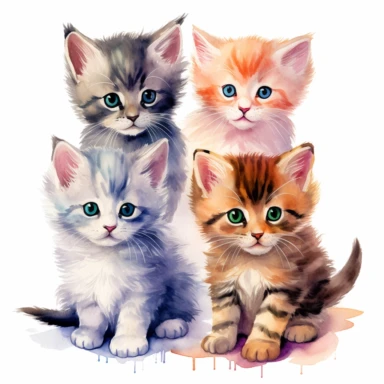 watercolor clipart of kittens