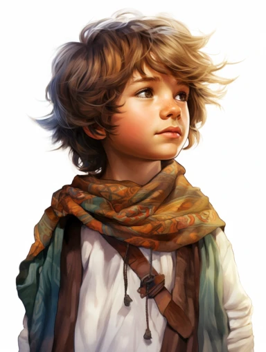 bohemian cute young boy, sticker art, clipart png, photorealistic, watercolor, digital painting, WHITE BACKGROUND, fantasy style, realistic, painting, 8k, ultra details,