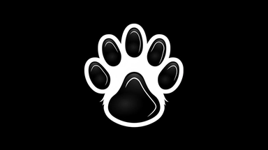 Dog and cat paw print symbol. Black and white silhouette icon or logo design element. Isolated vector clip art illustration, super realistic photo, ultra details, sharpness, copy space,