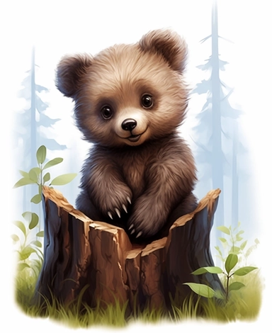 cute, baby woodland bear, clip art, big blue eyes, adorable,