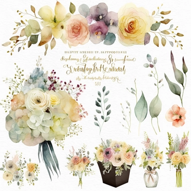 watercolor wedding flower boutique clipart