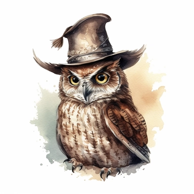A nostalgic clipart of the owl from Harry Potter, rendered in a vintage style with a sense of wonder and mystery, symbolizing the connection between witches, wizards, and their animal companions, detailed, realistic, watercolor, clipart