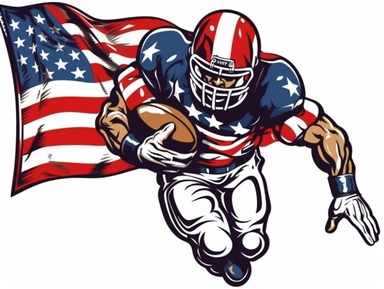 American Flag American football with patriotic designs Clipart desert cartoon t-shirt graphic, vector, contour, isolated on a white background