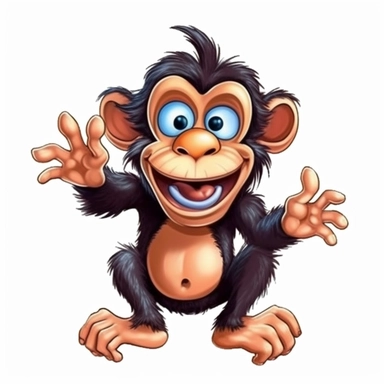 Cute Happy Face Beautiful Funny Monkey Full body Sublimation Clipart,Cartoon,hyper realistic, intricate detail, illustration style,high solution,on the white background