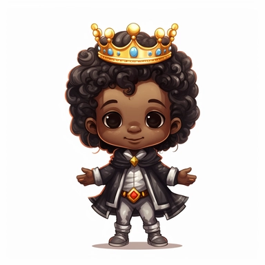 graphic design , illustration,clipart,cute black prince,8k,hdr,white background