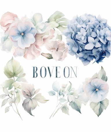 dreamy bohemian watercolor blue hydrangea and peony flowers clipart, premade borders, dusty PINK WILDFLOWERS, VINTAGE VICTORIAN STYLE, fairy style, muted color, watercolor touch, with elements of green leaves, wildflowers, elegant, light, airy, fresh, classy, modern, minimalist design, no borders, the overall aesthetic exudes modern and fresh, no text or writing, includes blank space for text and writing, WHITE background, watercolor splashes, FOR CARD, hd, white background: