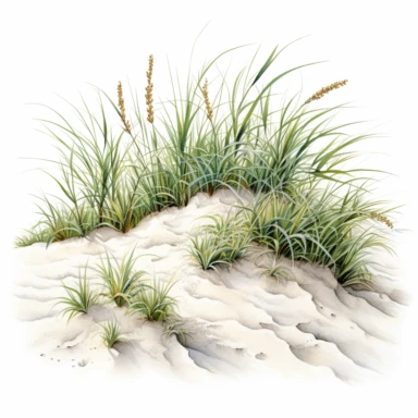 sand vegetation, clipart, watercolor, illustration, hd, detailed, clean, pure white background, white surrounding corners