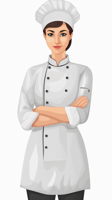 a chef male or female, clipart style, white background
