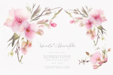 Watercolor Cherry Blossoms Clipart perfect for wedding invitation, by Michelangelo, white background, highly detailed digital art, 8k