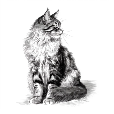 vintage clip art of a cat. Vintage drawing. White background. few lines. Ink illustration. Retro vector