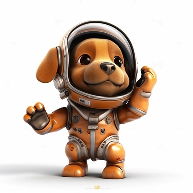 clipart, cartoon brown dog like an astronaut with helmet in hand, playful and lighthearted compositions, childlike innocence and charm, uhd image, realistic and hyper-detailed renderings, movie still, utilizes, white background