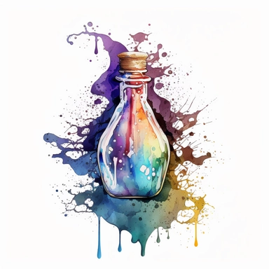 Water color painting magical potion of fear clipart white background