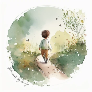 inkwell trails, watercolor clipart, children's picture book, white background, no text, no caption