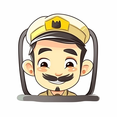 happy cute Cab Driver face, cartoon, clipart, mascot, isolated on white background