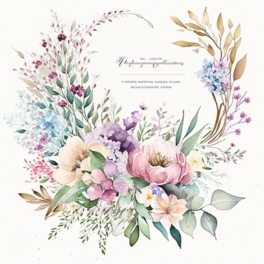 Wildflower Clipart Watercolor Floral Wedding Spring Flowers Premade Corner Arrangement. Bachelorette party, pink, blue, purple and brown pastel colors on white background FOR GIFT CARD, WEDDING INVITATIONS