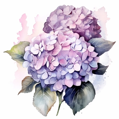 isolated clipart on a white background of a watercolor beautiful flowers Hydrangea illustration, in the style of zbrush, storytelling, mashup of styles, in the style of daniel f. gerhartz, transcendent, nikon d850, art of burma, captures the essence of nature, in the style of organic forms and patterns, expansive skies, hyper-detailed illustrations, i can't believe how beautiful this is, lively colors
